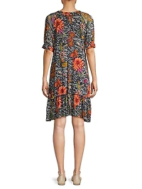 Mesh Floral Lace Swing Knee-Length dress