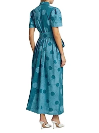 Asake Polka Dot Cotton Maxi Shirtdress