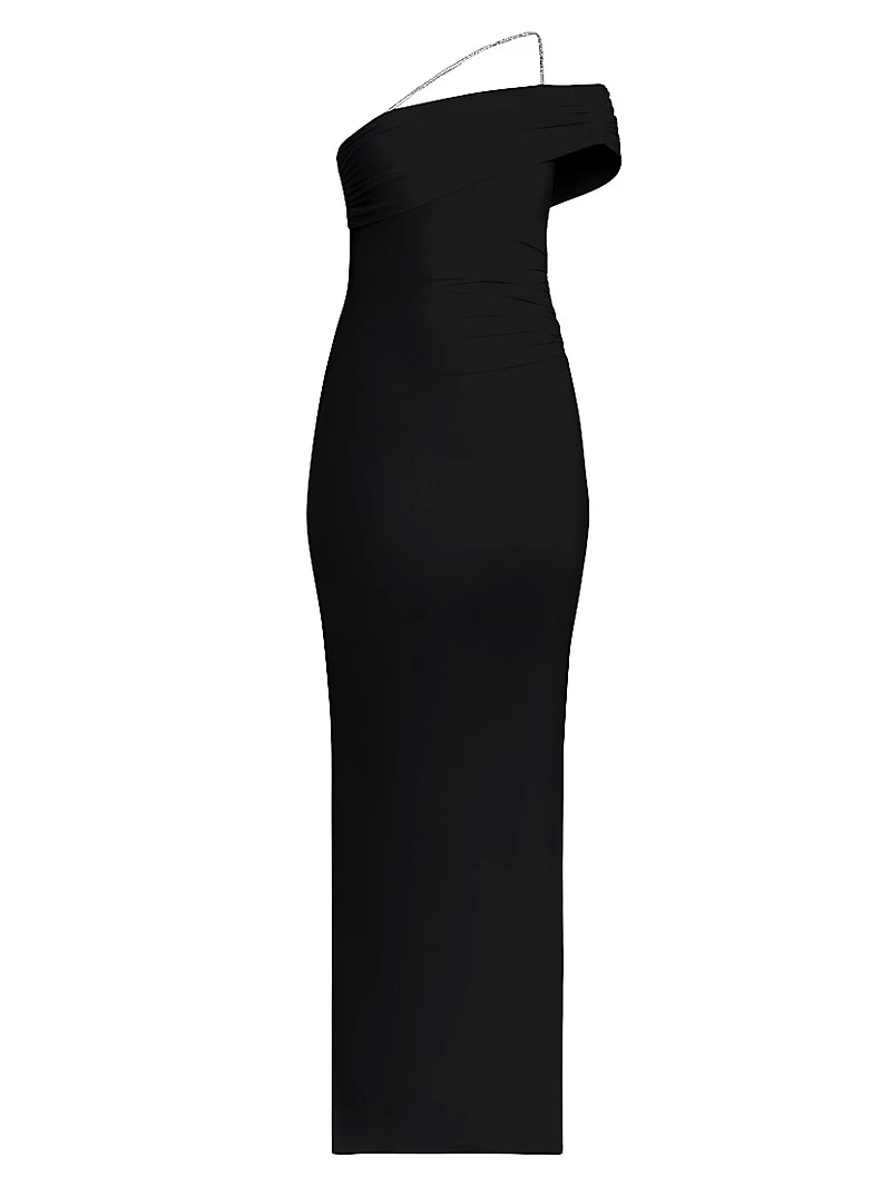 One-Shoulder Crystal-Trim Gown