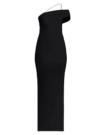 One-Shoulder Crystal-Trim Gown