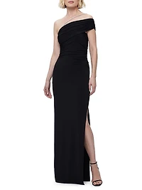 One-Shoulder Crystal-Trim Gown