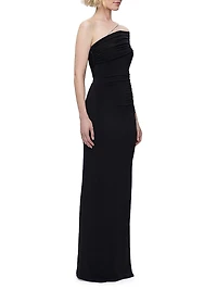 One-Shoulder Crystal-Trim Gown