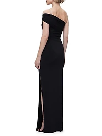 One-Shoulder Crystal-Trim Gown