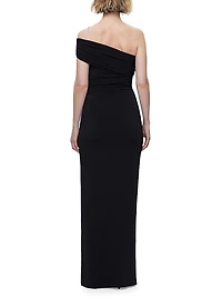 One-Shoulder Crystal-Trim Gown