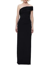 One-Shoulder Crystal-Trim Gown