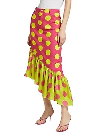 Ruffled Polka Dot Midi-Skirt