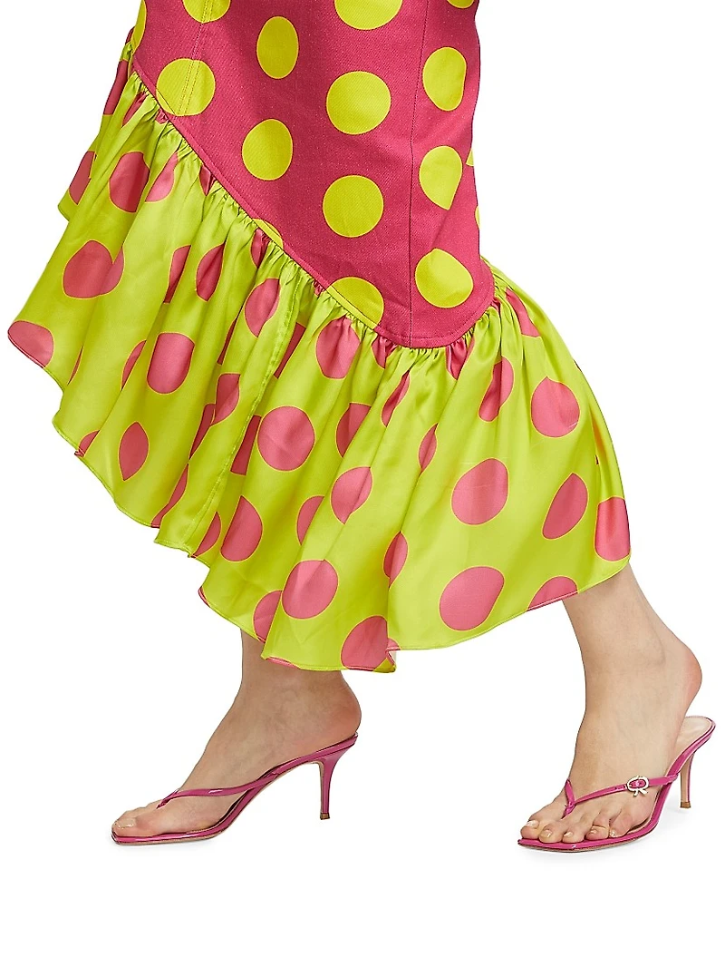 Ruffled Polka Dot Midi-Skirt