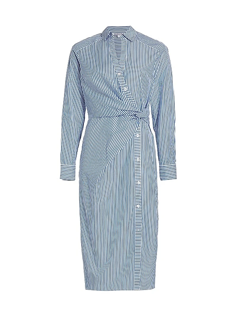 Wright Striped Cotton Poplin Midi-Dress