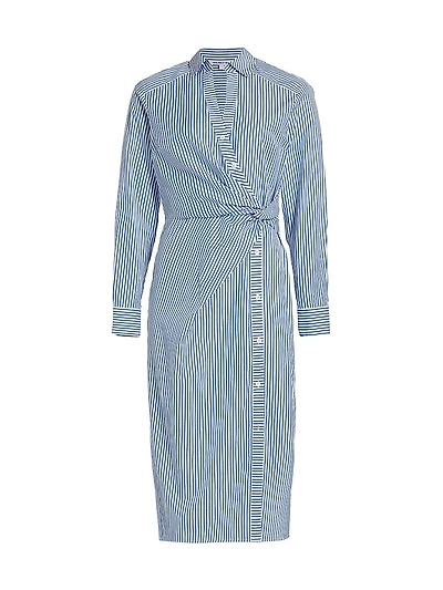 Wright Striped Cotton Poplin Midi-Dress