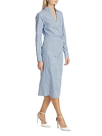 Wright Striped Cotton Poplin Midi-Dress