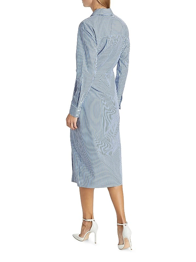 Wright Striped Cotton Poplin Midi-Dress