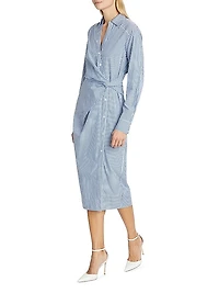 Wright Striped Cotton Poplin Midi-Dress