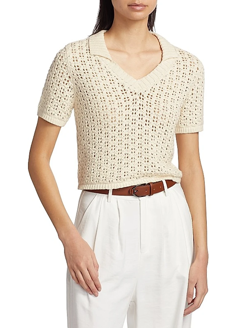 Cotton Short-Sleeve Sweater