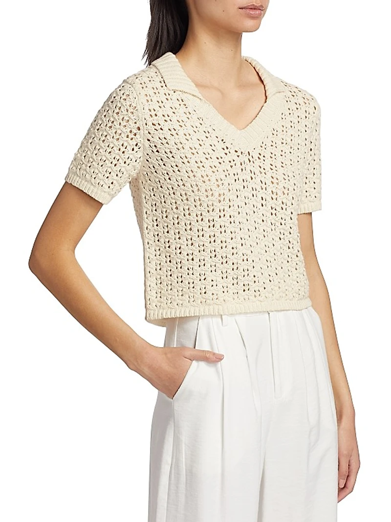 Cotton Short-Sleeve Sweater
