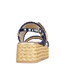 Strass Buckle 60MM Raffia Wedge Sandals