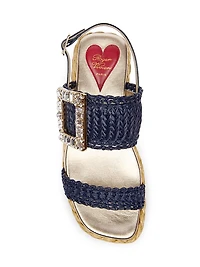 Strass Buckle 60MM Raffia Wedge Sandals