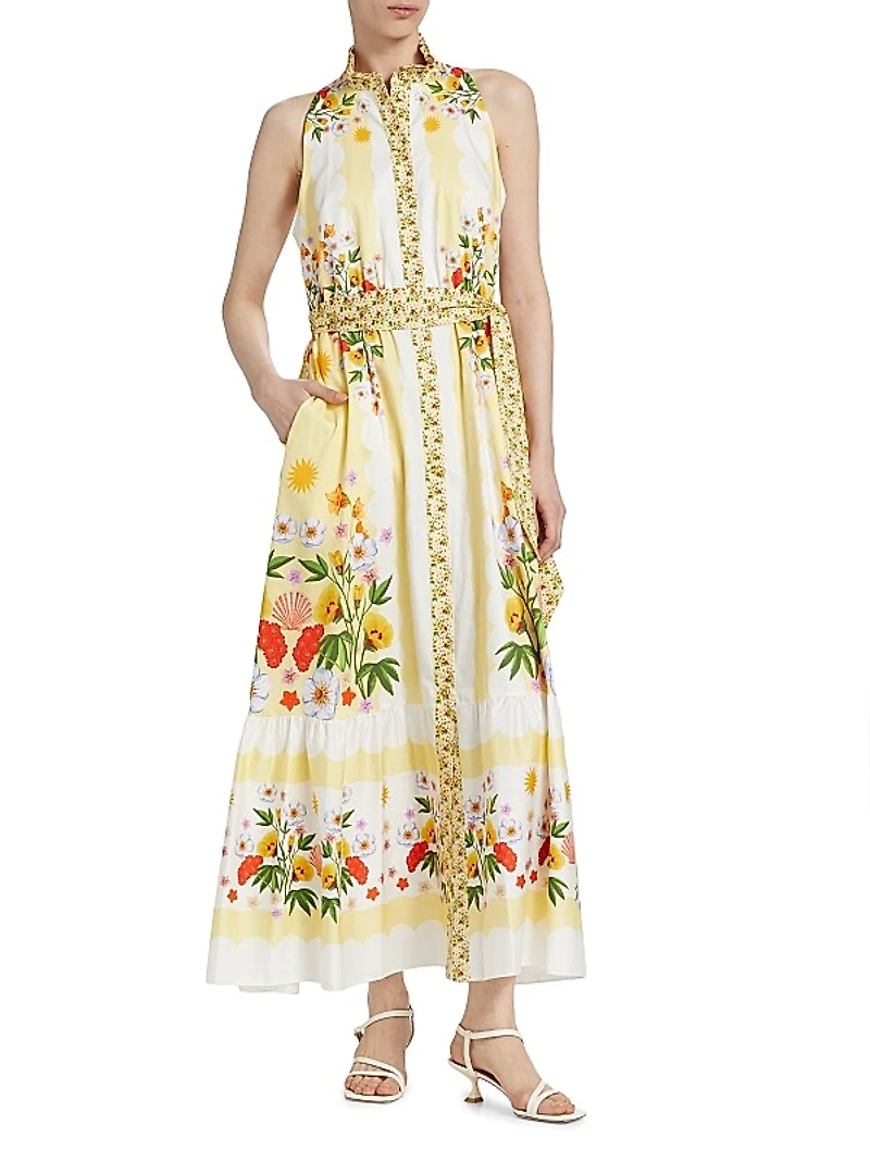 Biba Sleeveless Floral Cotton Maxi Dress