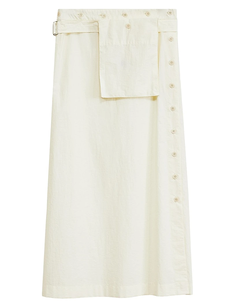 Cotton-Blend Maxi Wrap Skirt
