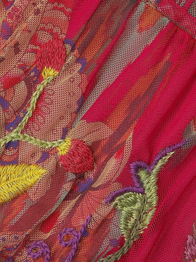 Feather Lark Floral Tieneck Blouse