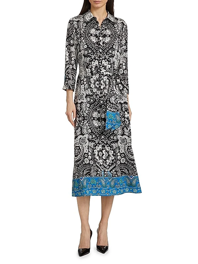 The Kataleya Abstract Silk-Blend Midi-Dress