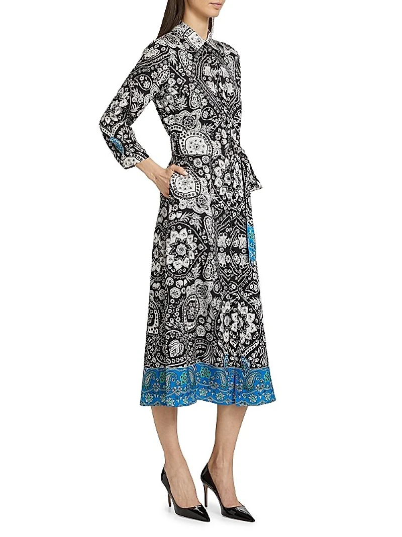 The Kataleya Abstract Silk-Blend Midi-Dress