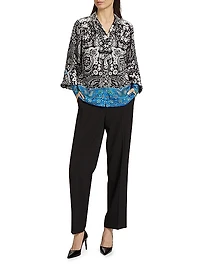The Eilian Paisley Silk-Blend Blouse