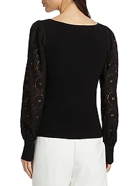 The Waverly Lace-Sleeve Sweater