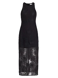 Olga Geometric Tulle Sleeveless Midi-Dress