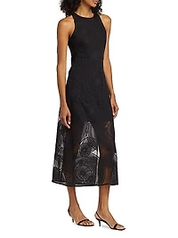 Olga Geometric Tulle Sleeveless Midi-Dress