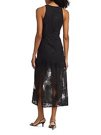 Olga Geometric Tulle Sleeveless Midi-Dress