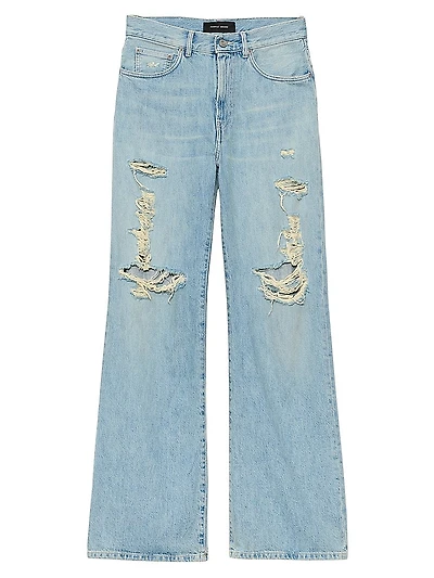 Destroyed High-Rise Wide-Leg Jeans