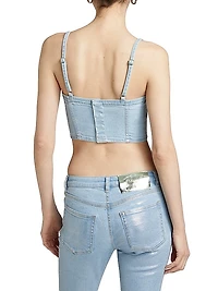 Metallic Foil Denim Corsette Crop Top