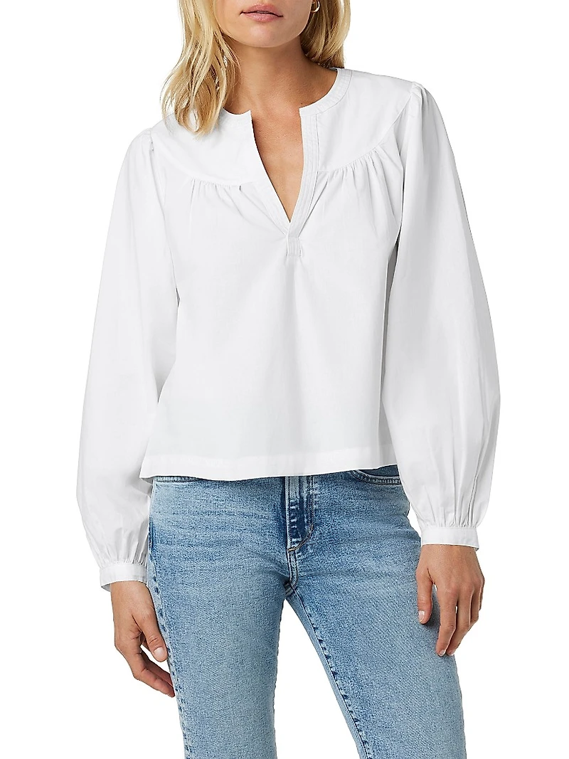 Suzie Cotton Balloon-Sleeve Blouse