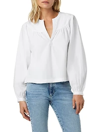 Suzie Cotton Balloon-Sleeve Blouse