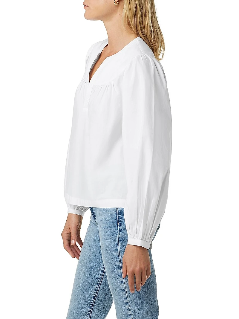 Suzie Cotton Balloon-Sleeve Blouse