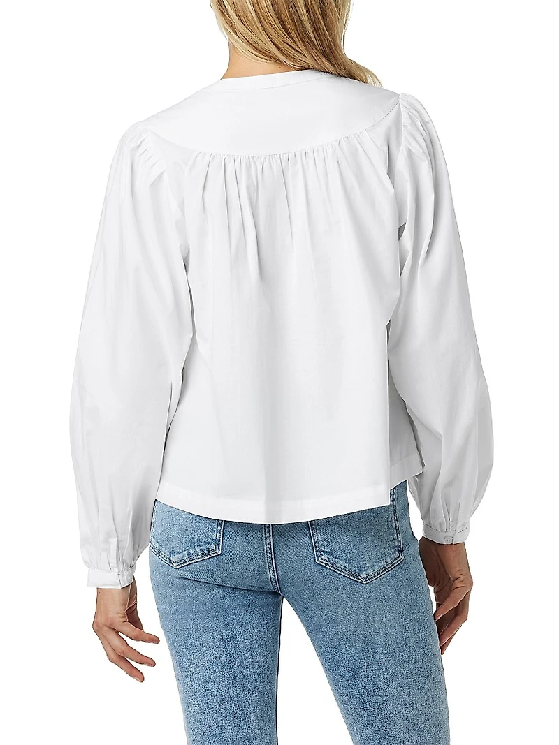 Suzie Cotton Balloon-Sleeve Blouse