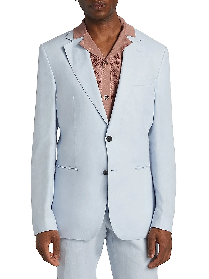 Kin B Linen Two-Button Blazer