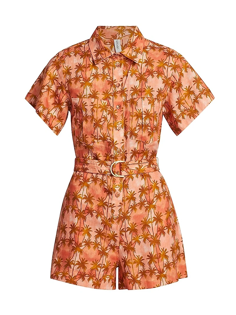 Leilani Palm Tree Linen Romper