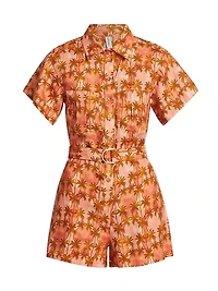 Leilani Palm Tree Linen Romper