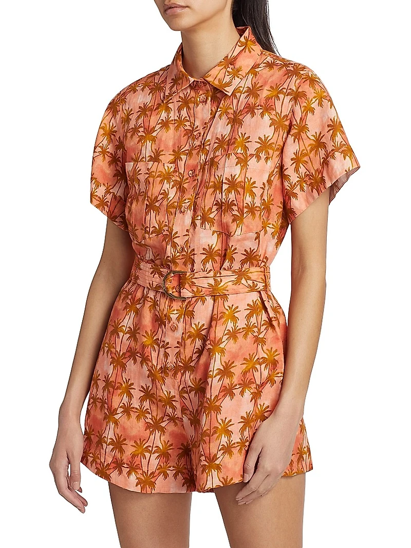 Leilani Palm Tree Linen Romper