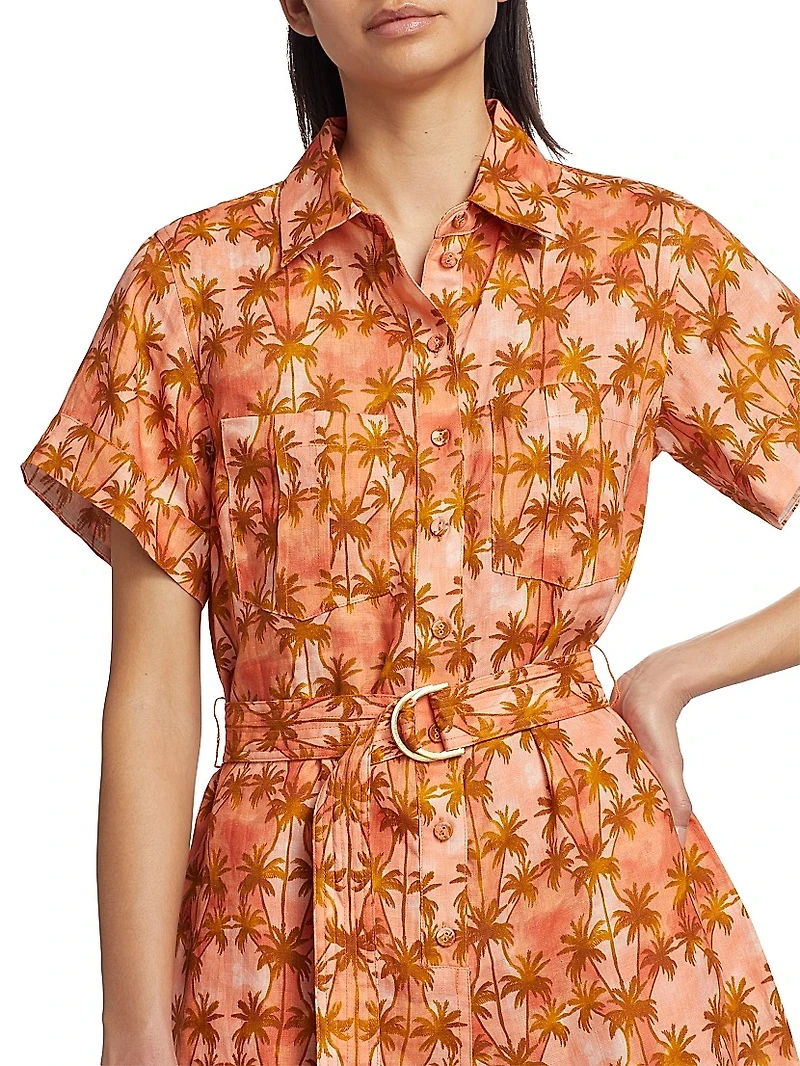 Leilani Palm Tree Linen Romper