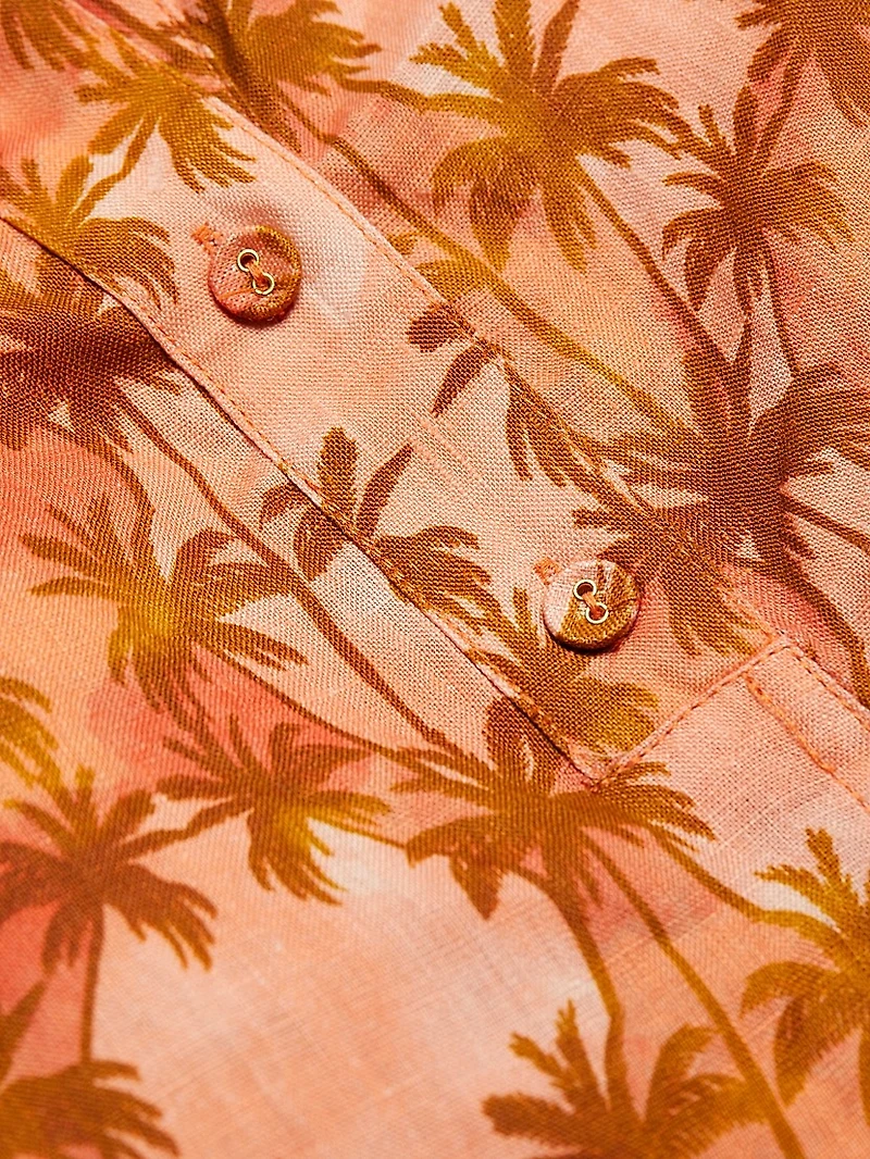 Leilani Palm Tree Linen Romper