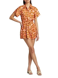 Leilani Palm Tree Linen Romper