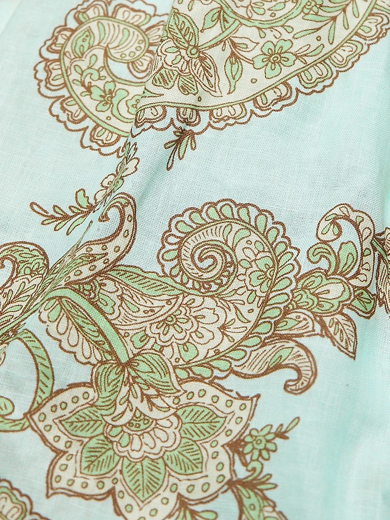 Zoe Paisley Linen One-Shoulder Minidress