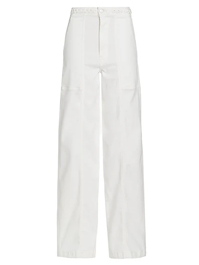 Braided Waistband High-Rise Wide-Leg Jeans