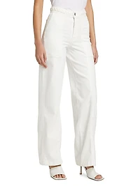 Braided Waistband High-Rise Wide-Leg Jeans