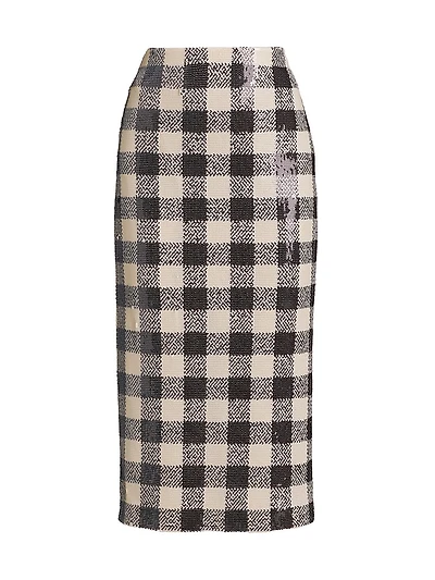 Leilani Sequined Check Pencil Skirt