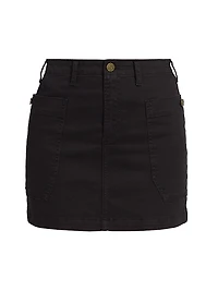 Stretch-Cotton Cargo Miniskirt
