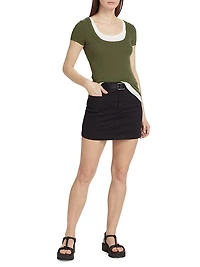Stretch-Cotton Cargo Miniskirt