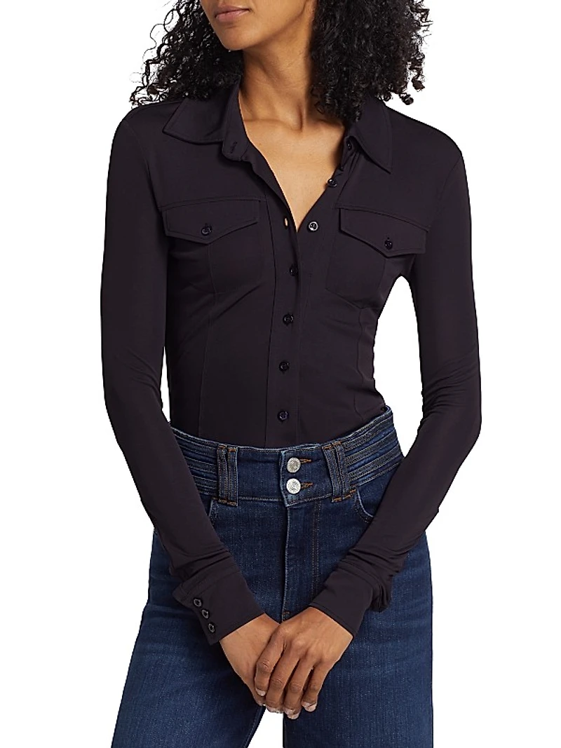 Jersey Button-Front Shirt